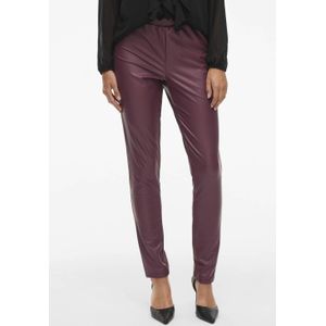 VILA imitatieleren skinny high waist legging donkerrood