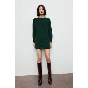 MANGO Gebreide jurk 'NEKKO'  donkergroen