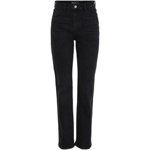 PIECES high waist straight jeans black denim