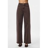 PIECES - High Waist Wide Leg Jeans - Bruin