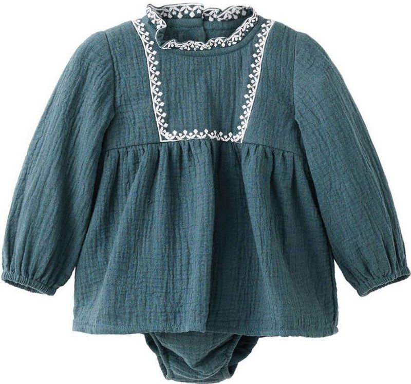 Mango Kids jurk + bloomer donkergroen