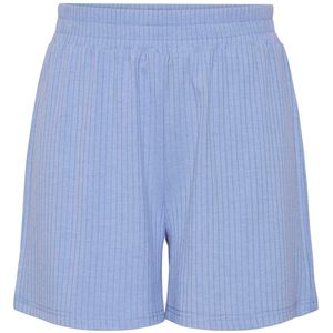 PIECES gestreepte high waist straight fit short blauw