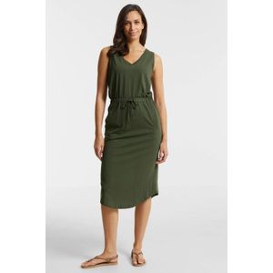 Anytime midi jurk met V-hals khaki