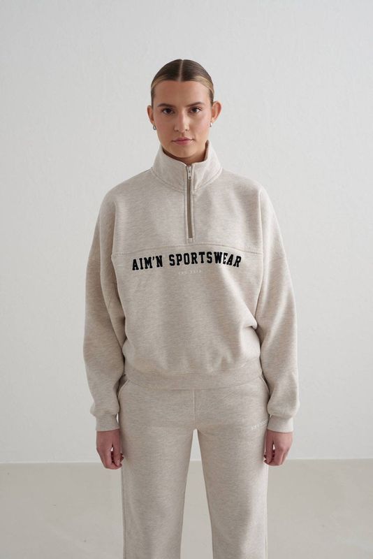 Aim'n Sweatvest  beige gemêleerd / zwart