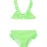 NAME IT KIDS triangel bikini met ruches NKFZALEY neon groen/wit