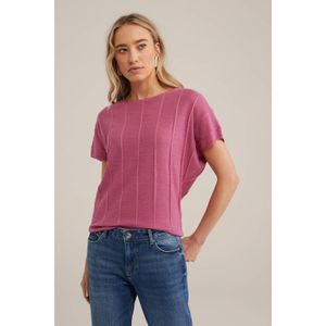 WE Fashion fijngebreide top met wol roze