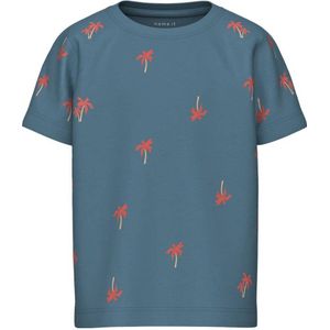 NAME IT MINI T-shirt NMMHELUR met all over print middenblauw/rood