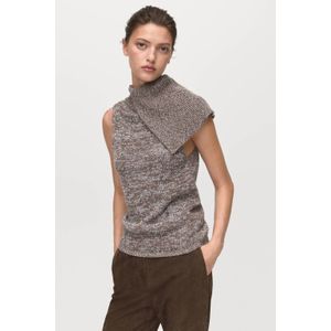 Mango top grijs melange gebreid