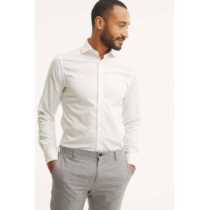 Profuomo slim fit strijkvrij overhemd wit twill