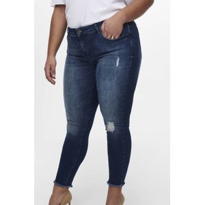 ONLY CARMAKOMA cropped skinny jeans CARWILLY met slijtage details dark denim