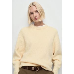 Mango gebreide trui lichtgeel