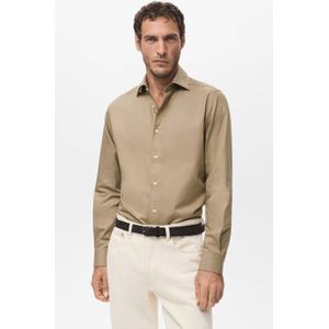 Mango Man Slim zakelijk overhemd bruin