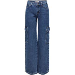 ONLY straight fit cargo jeans ONLHONEY medium blue denim