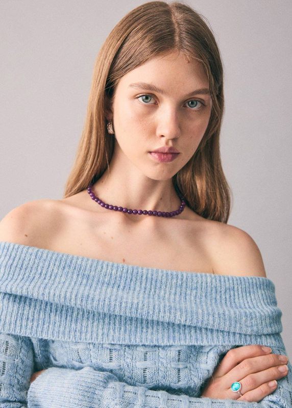 MANGO TEEN - Off Shoulder Trui - Lichtblauw - Longsleeves