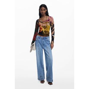 Desigual - Bruine Dames Top met Lange Mouwen - Veelkleurig - M