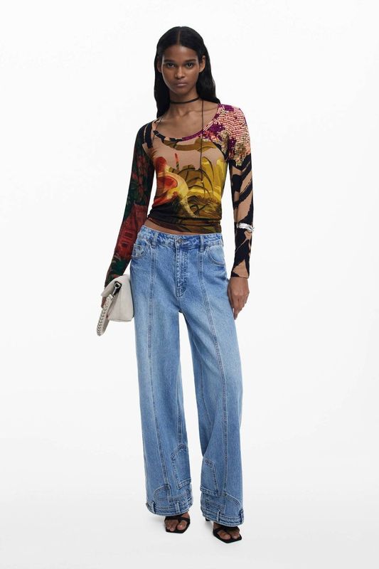 Desigual - Bruine Dames Top met Lange Mouwen - Veelkleurig - M