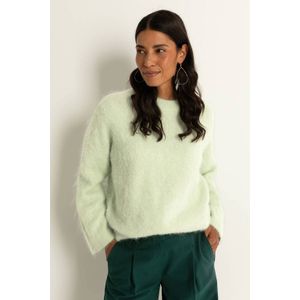 Claudia Sträter trui met wol gebreid mintgroen