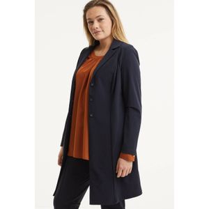 Plus Basics lange blazer van travelstof donkerblauw