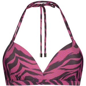 Beachlife voorgevormde halter bikinitop roze/paars