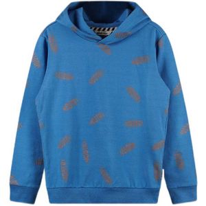 Moodstreet hoodie met all over print felblauw
