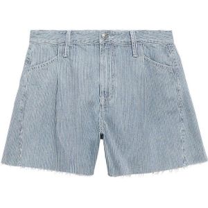 Mango gestreepte wide leg short blauw/wit