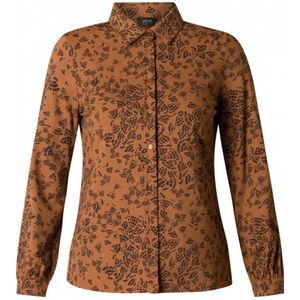 Yesta blouse met all over print bruin/zwart