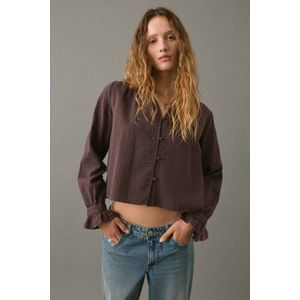 MANGO TEEN - Blouse - Katoen - Lange Mouwen - V-hals