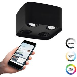 EGLO Connect connect.z Caminales-Z Smart Plafondlamp - GU10 - 24 cm - Zwart - Instelbaar RGB & wit licht - Dimbaar - Zigbee