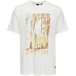 ONLY & SONS regular fit T-shirt met printopdruk wit