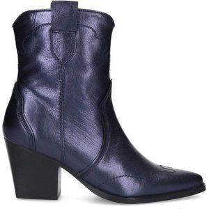 Manfield Leren Cowboylaarzen Blauw Metallic