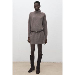 Mango jurk met col grijsbruin