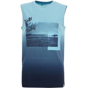 WE Fashion singlet met printopdruk lichtblauw/donkerblauw