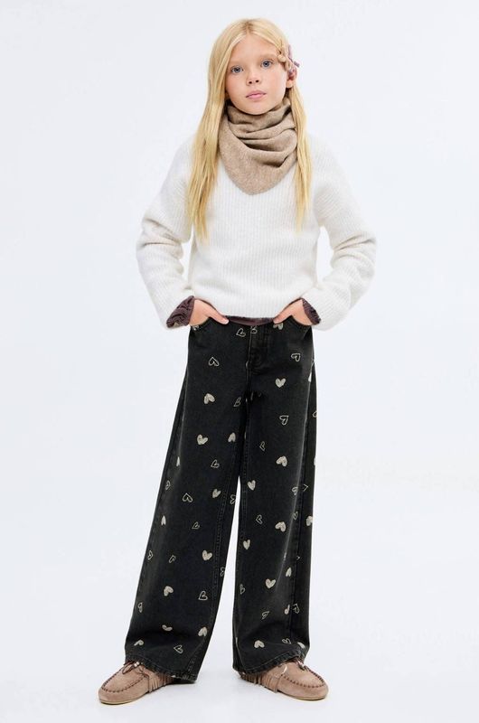 MANGO KIDS - Mila - Jeans - Zwart - Wide Leg