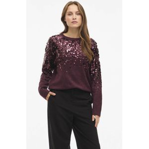 Vila - Visiquin O-neck - Gebreide Trui - Bordeauxrood - Dames