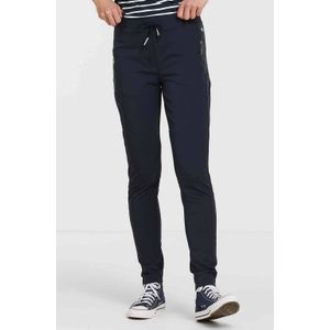 TQ-Amsterdam high waist tapered fit pantalon Maud van travelstof donkerblauw