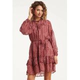 Smashed Lemon - Geometrische Jurk - Bordeaux en Babyroze - Dames