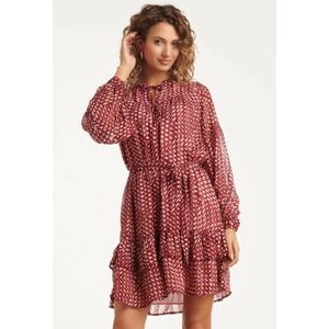 Smashed Lemon - Geometrische Jurk - Bordeaux en Babyroze - Dames