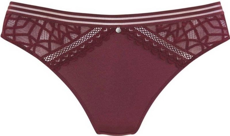 s.Oliver RED LABEL - Beachwear String Milene - Cassis - Met Grafische Kant-inzetten