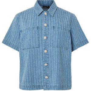 PIECES Curve denim blouse medium blue denim