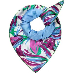 POM Amsterdam sjaal met bloemenprint blauw
