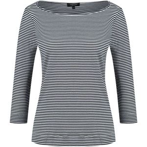 Claudia Sträter jersey boothals top donkerblauw/wit