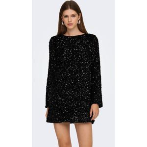 Onlanika - Korte Jurk - Mini-lengte - Lange Mouwen - O-hals - Pailletten Detail