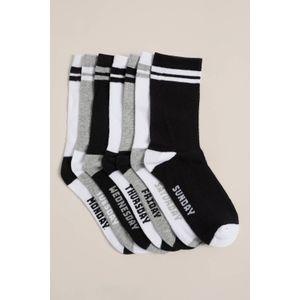 WE Fashion WE Fashion sokken - set van 7 zwart/wit/grijs