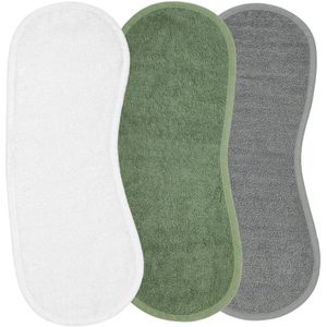 Meyco basic badstof spuugdoek schoudermodel - set van 3 wit/forest green/grijs