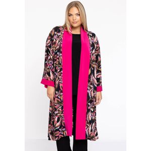 Yoek gebloemd kimono DOLCE van travelstof roze/zwart/bruin