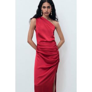 Mango one shoulder jurk rood