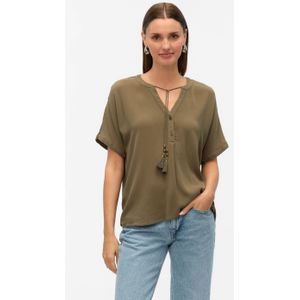 Blouse - Effen - Viscose - Wijde Pasvorm - Halve Mouw