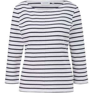 comma casual identity gestreepte top donkerblauw/ecru