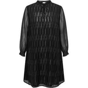 ONLY CARMAKOMA semi-transparante A-lijn jurk CAROUGE met all over print zwart