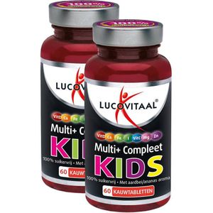 Lucovitaal - Multi+ Compleet Kids - Duopack - Vitamine D - Kauwtablet - Aardbei/Ananas Smaak